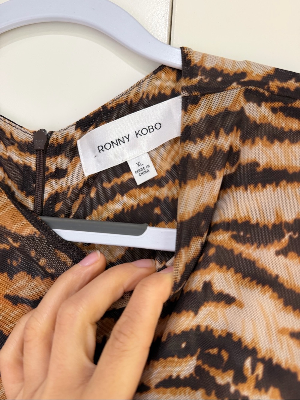 Ronny Kobo Collection Brown Tiger-Print Sleeveless Maxi Dress - Picture 3 of 4